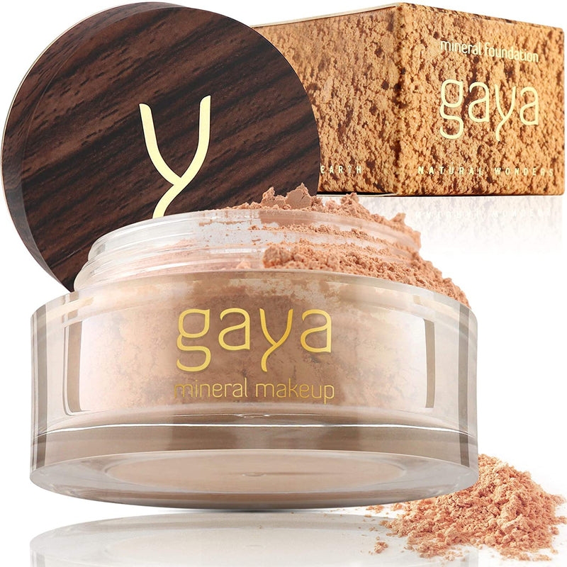 Vegan Buildable Mineral Powder Foundation– Light to Full Coverage, Cruelty-Free Face Makeup Enhances All Skin Types – Smooth Natural-Looking Makeup Foundation Doesn’t Clog Pores by Gaya Cosmetics MF1 - NewNest Australia
