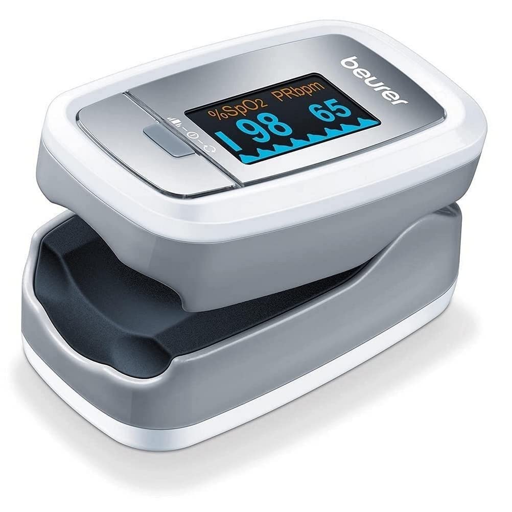 Beurer PO30 Pulse Oximeter | Determination of heart rate and arterial oxygen saturation for those with medical conditions | Suitable for high-altitude sports | Small and lightweight | Medical device Grey Single - NewNest Australia