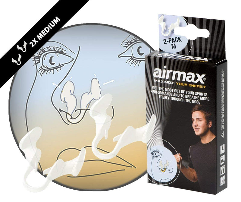 Airmax nasal dilator | Breathe better with Airmax | Against nasal congestion - Sport version - 2 pack medium, 6-month relief | Airmax is used by athletes to improve performance! - NewNest Australia