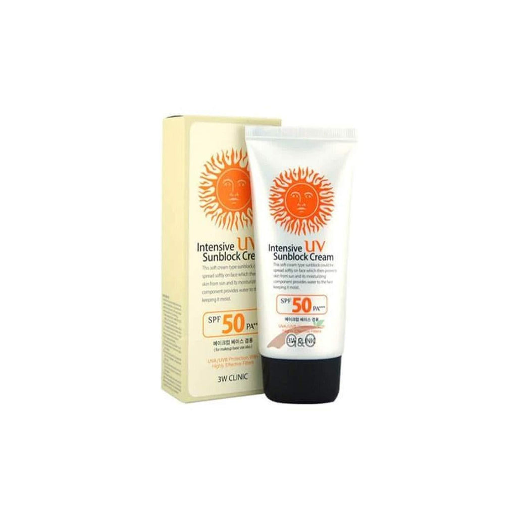 3W CLINIC Intensive UV Sunblock Cream 70ml UVA UVB Broad Spectrum SPF50 + PA +++ Made in Korea by Ametsus (1 Pc) 70 ml (Pack of 1) - NewNest Australia