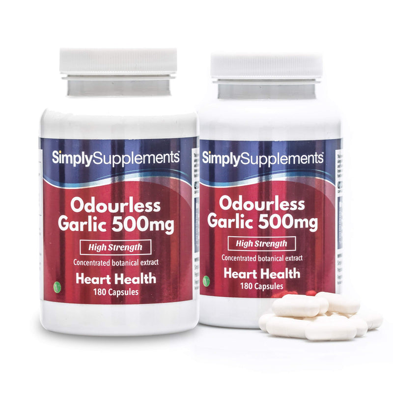 Garlic 500mg | High Strength Odourless Garlic Capsules | 2X 180 (360) Capsules | Vegan & Vegetarian Friendly | Heart Health & Circulation | Manufactured in The UK - NewNest Australia