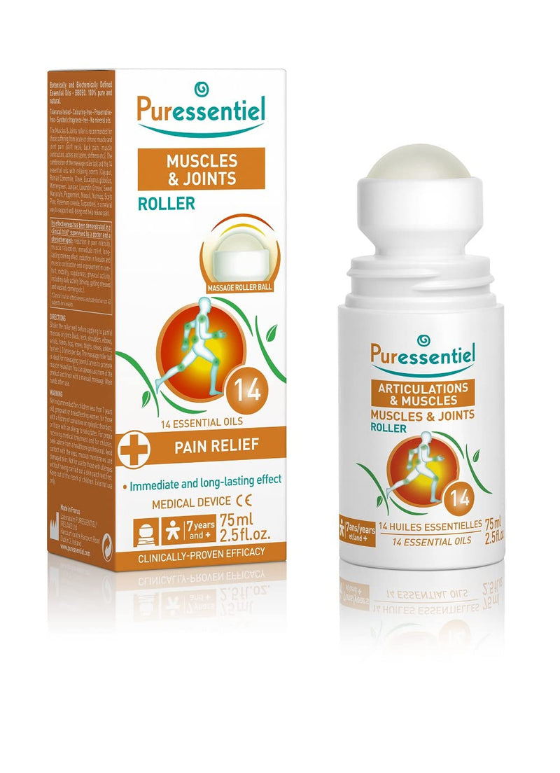 Puressentiel Muscles & Joints Roller, 75 ml - Immediate relief - Lasting soothing effect - Acupressure massage - Muscular pain, muscle contraction – natural pain relief, wintergreen essential oil - NewNest Australia