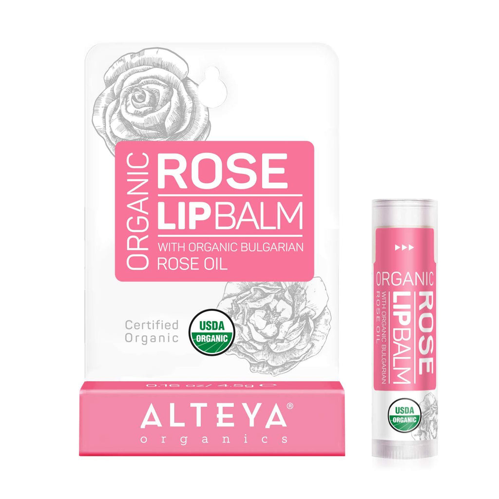 Alteya Organic Lip Balm Rose 4,5g - USDA Certified Organic Pure Natural Replenishing Lip Care based on Bulgarian Rose Essential Oil and a Bouquet of Hydrating and Nourishing Botanical Butters - NewNest Australia