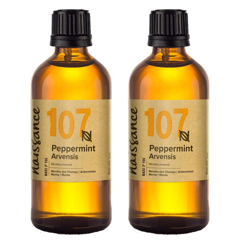 Naissance Peppermint (Arvensis) Essential Oil (No. 107) - 200ml (2 x 100ml) - Pure, Natural, Cruelty Free, Vegan and Undiluted - Use in Aromatherapy, Humidifiers & Diffusers - NewNest Australia