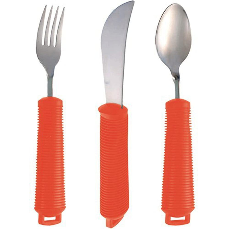 Aidapt Bendable Cutlery Set with a Knife, fork, Spoon and 3x Utensil Straps. Soft grip eating aid, Bend to any angle, Reduce Wrist stress, ideal for those with Arthritis, Limited Grip and Arm Movement - NewNest Australia