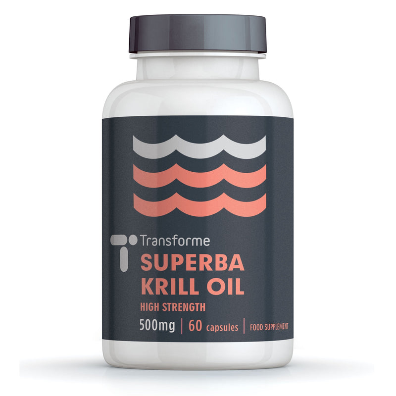 Superba Krill Oil Capsules 1000mg Serving, 60 x 500mg Softgels, High Omega 3 EPA & DHA, Pure Antarctic Red Krill Oil with Natural Astaxanthin, Gluten Free by Transforme - NewNest Australia