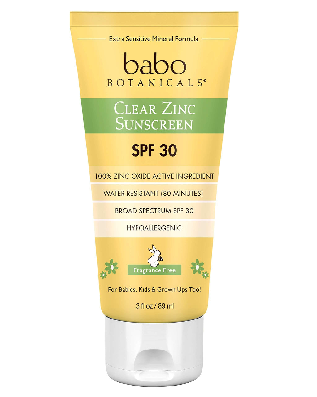 Babo Botanicals SPF 30 Clear Zinc Lotion - Fragrance Free, 3 Ounces, Best Natural Mineral Sunscreen, Non-Nano, Sensitive - NewNest Australia