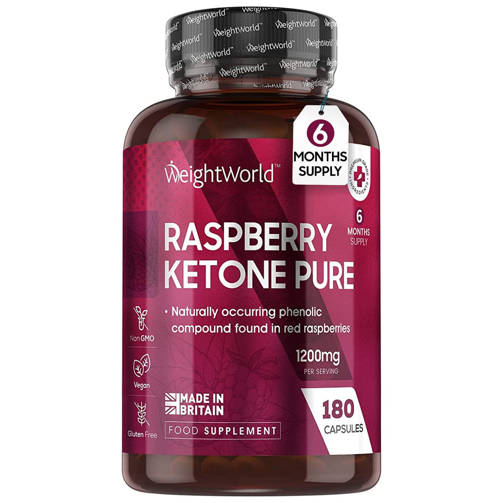 Pure Raspberry Ketones 1200mg - 180 Vegan Capsules (6 Month Supply) - Max Strength Raspberry Ketones Supplement - Suits Low Carb & Keto Diet -Better Absorption Than Tablet - 100% Natural - UK Made - NewNest Australia