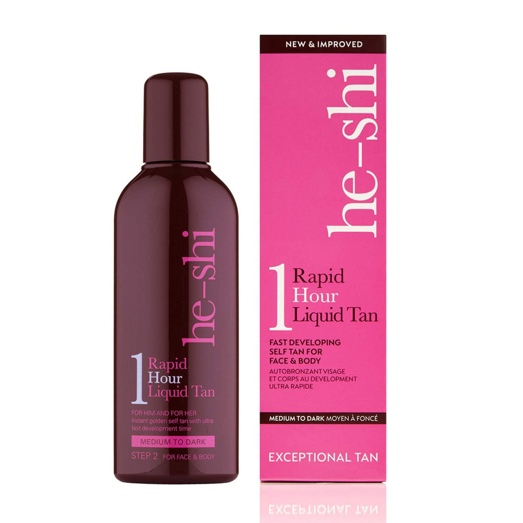 He-Shi Rapid 1 Hour Liquid Tan – Instant Self Tan with No Fake Tan Smell – Quick Drying and No Streak Formula – Natural Vegan Tan Containing Vitamin E – Body and Face Fake Tan (150ml) 150ml Liquid - NewNest Australia