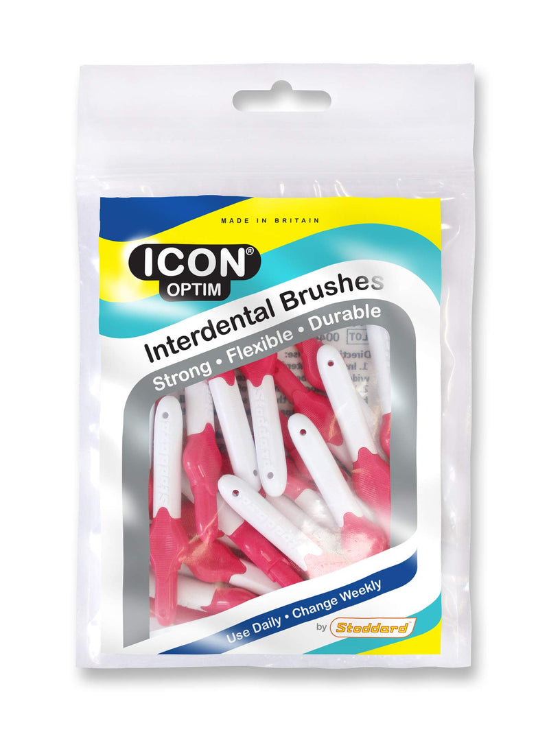 25 Stoddard ICON Interdental Brushes. VALUE PACK. All with extendable handles. CHOOSE FROM Four different sizes and colours available. FLOSS, Toothpick, PLAQUE TARTAR REMOVAL ORAL HYGIENE DENTAL BRUSH - Pink 0.4 mm - NewNest Australia