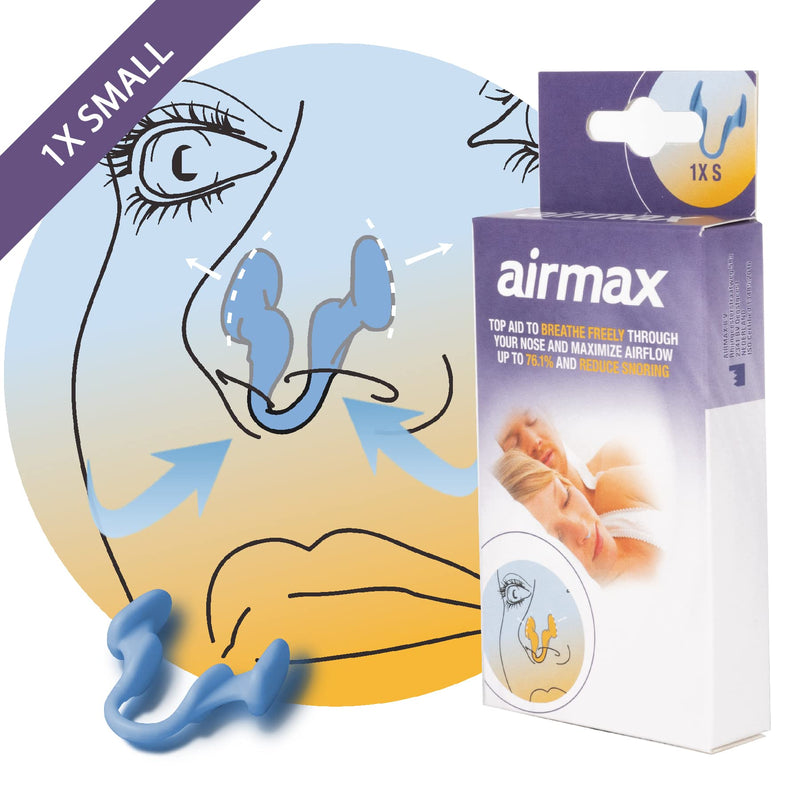 Airmax nasal dilator | Anti snore device | 76% more air | Breathe freely through the nose | More oxygen | 1 Pack classic small blue | Snoring aid for men and women | sleep better and wake up rested | nasal congestion | Free storage case included - NewNest Australia