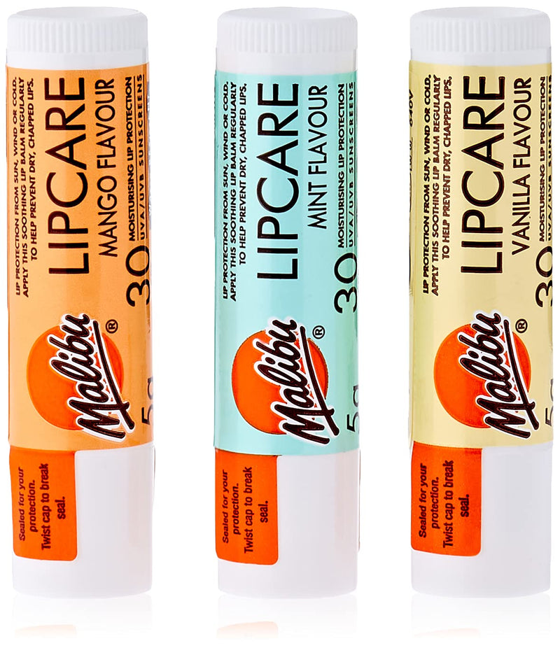 Malibu Blister Lipbalm with SPF30, Mint/Mango/Vanilla 12 ml, (Pack of 1) - NewNest Australia