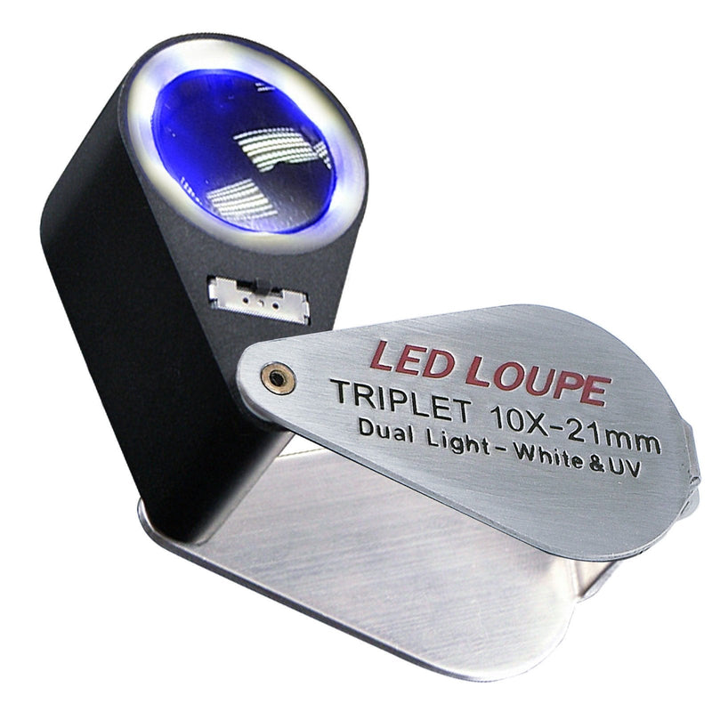 GAIN EXPRESS 10X 21mm Lens Magnification Mini Folding Jewelers Eye Loupe Jewelry Magnifier for Gems Jewelry Rocks Stamps Coins Watches Hobbies Antiques Gems, Coins, Stamps 10 X + Uv Light ,6 Led Lights - NewNest Australia