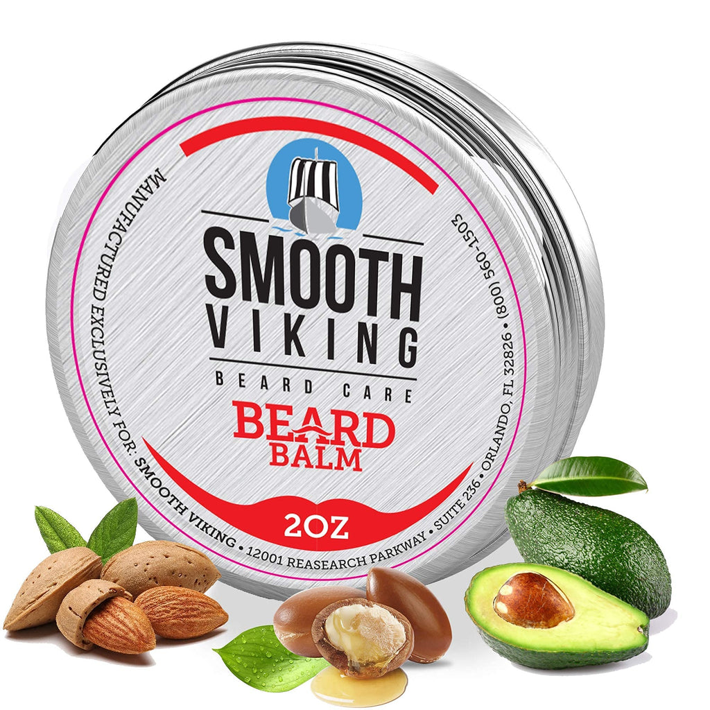 Beard Balm with Leave-in Conditioner- Styles, Strengthens & Thickens for Healthier Beard Growth, while Argan Oil and Wax Boost Shine and Maintain Hold- 2 oz Smooth Viking - NewNest Australia