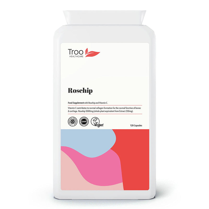 Rosehip Supplements 5000mg with Vitamin C to Support Bones, Cartilage and Collagen Formation - 120 Capsules - High Strength 5000 mg Rosacanina - Up to 4 Months Supply UK Manufactured to GMP Standards - NewNest Australia