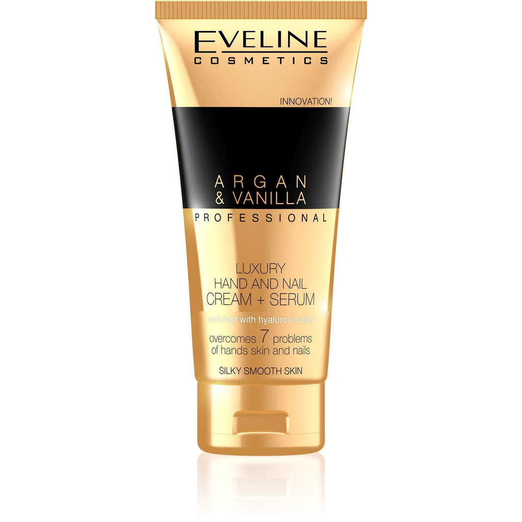 Eveline Cosmetics Argan & Vanilla Luxurious Moisturising Repair Hand and Nail Cream - Nourishing Serum for Very Dry Skin | 100 ML | Fast-absorbing Non-greasy | Hydrating Lotion | Even Skin Tone - NewNest Australia