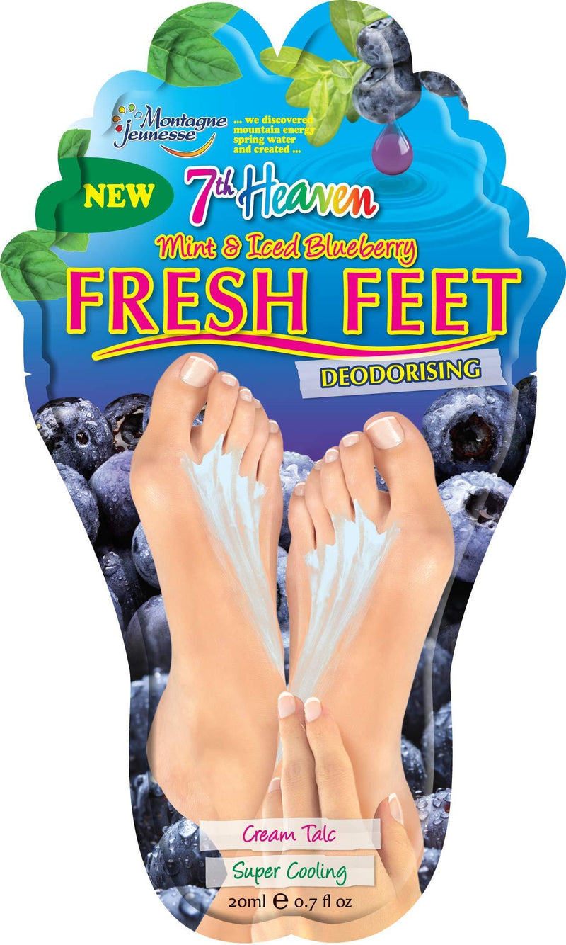 7th Heaven 'Fresh Feet' Super Cooling and Deodorising Cream Talc with Pressed Peppermint, Spearmint and Juiced Blueberries for Fresh and Odour Free Feet - NewNest Australia