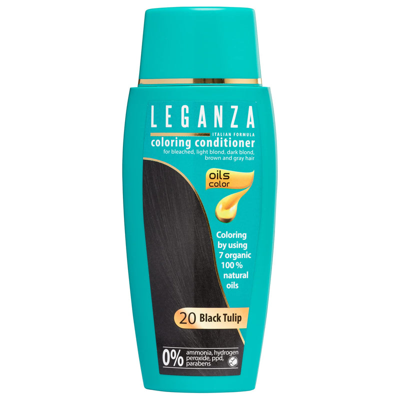 Leganza Hair Coloring Conditioner Natural Balm Color Black Tulip Nº 20 | Enriched with 7 Natural Oils | Ammonia, PPD and Paraben Free | 150 ml 20 Black Tulip - NewNest Australia
