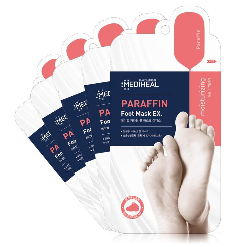 MEDIHEAL Paraffin Foot Mask EX. 5 Pairs - Feet Moisturizing & Nourishing Socks, Exfoliating & Repairing Booties, for Dry, Aging, Cracked Heels - NewNest Australia