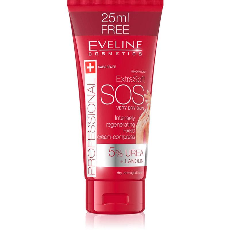 Eveline Cosmetics SOS Rich Moisturising Repair Hand and Nail Nourishing Cream for very Dry and Cracked Hands | 100 ML | 5% UREA+ Lanolin | Fast-absorbing Non-greasy Concentrated Formula | Intense Care - NewNest Australia