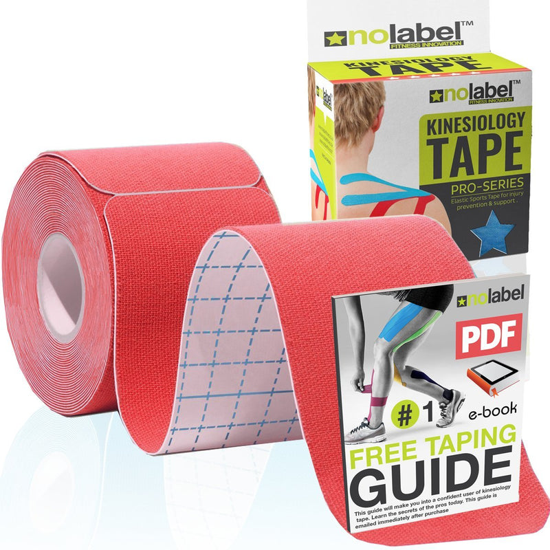 NO LABEL Red Pre Cut Kinesiology Tape - 5m Roll Pre-Cut Red Body Tape - Red Sports Tape - Red Medical Tape - Red Physio Tape - Red Muscle Tape For Muscle Recovery - Free PDF Ebook Taping Guide 1 x Roll - NewNest Australia