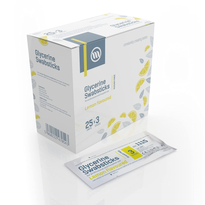 Optimum Medical Glycerin Swabsticks – Lemon or Blackcurrant Flavour Pleasant Tasting Sugar Free Swab Sticks for Dry Mouth Relief and Dental Hygiene (Lemon - Box of 75) Lemon - Box of 75 - NewNest Australia
