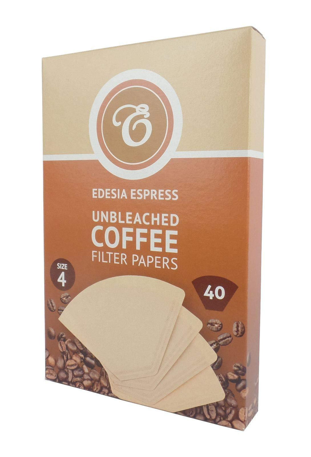 40 Size 4 Coffee Filter Paper Cones, Unbleached by EDESIA ESPRESS - NewNest Australia