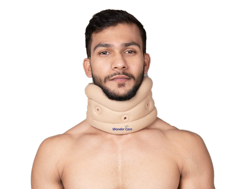WC- Soft Cervical Collar Adjustable Collar Neck Support Brace, neck support soft neck collar neck brace for neck pain and support for women & men-Grey Small Beige 1 - NewNest Australia