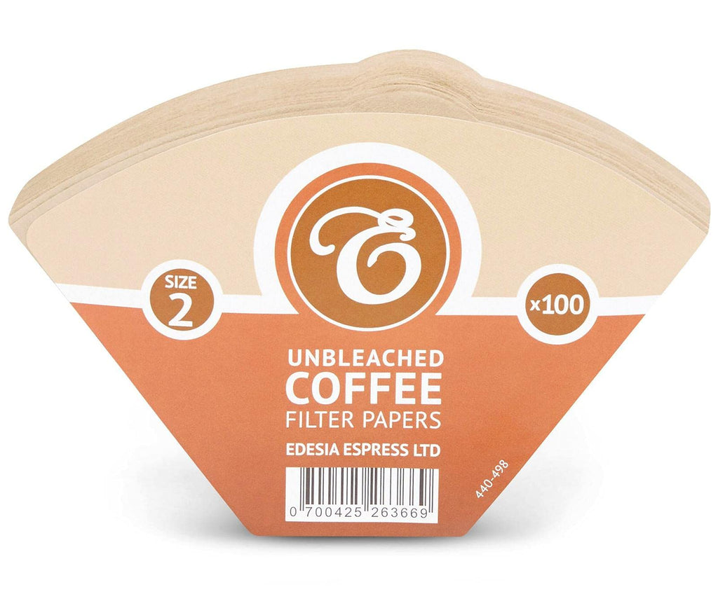 100 Size 2 Coffee Filter Paper Cones, Unbleached by EDESIA ESPRESS - NewNest Australia