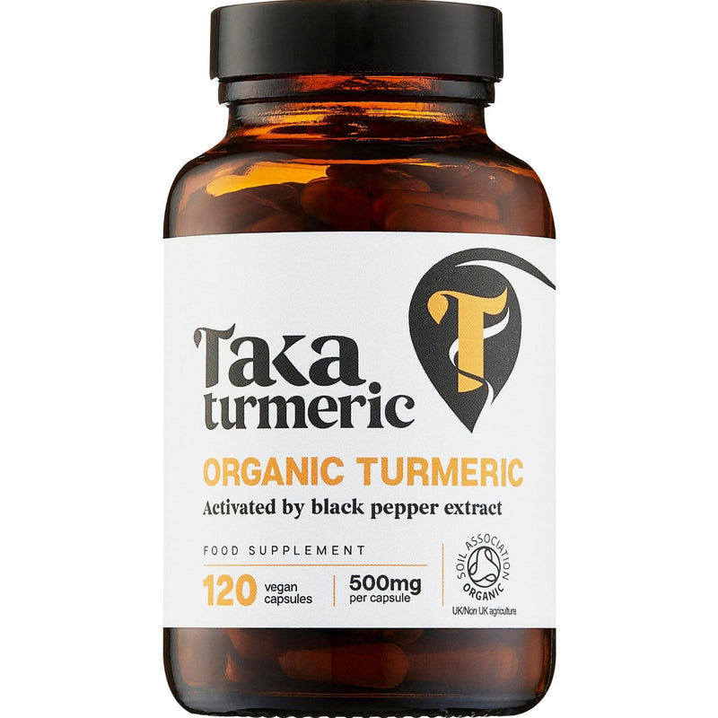 Taka Turmeric Organic Turmeric with Black Pepper Extract - 120 Vegan Capsules, 500mg Pure Indian Turmeric Powder with Natural Curcumin Content, Enhanced Absorption from Piperine, Independently Tested - NewNest Australia