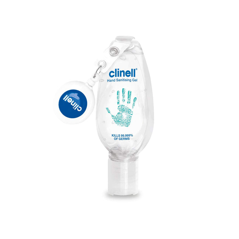 Clinell Hand Sanitiser Gel - Dermatologically Tested, Kills 99.99 Percent of Germs, Quick and Kind to Skin, No Stickiness - Retractable Clip - 50ml Bottle Single - NewNest Australia