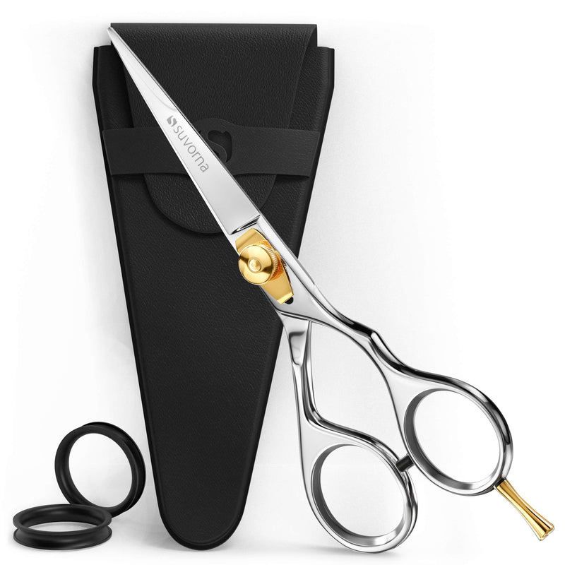 Suvorna Condor 5" Beard Scissors For Men, Moustache Scissors, Nose Hair, Facial & Body Hairdressing Scissors with tension adjustment. Razor Sharp, Serrated bottom edge cuts thickest of hairs easily. Polished Steel - NewNest Australia
