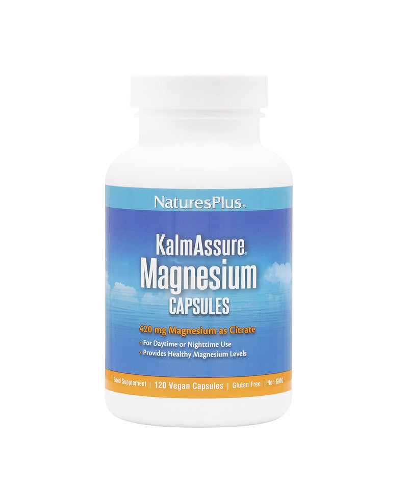 NaturesPlus KalmAssure Magnesium Supplement - 420mg Highly Bioavailable Natural Magnesium Citrate - Energy and Stress Relief for Mind and Body - Vegan, Gluten Free - 120 Capsules - NewNest Australia