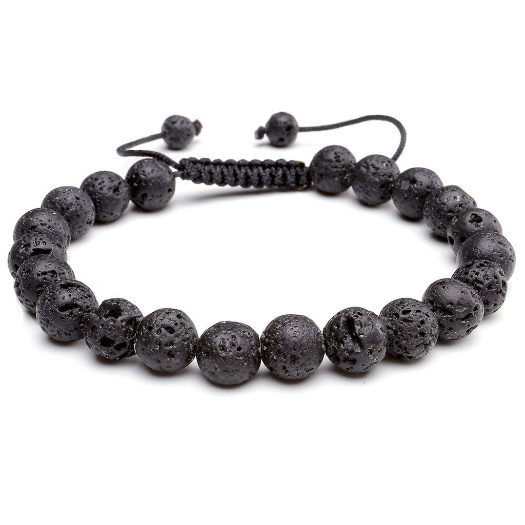 JOVIVI Lava Rock Stone Anxiety Bracelet Women Men Healing Crystal Black Volcanic Stone Worry Beads Aromatherapy Essentail Oil Diffuser Bracelet Jewellery Gifts - NewNest Australia