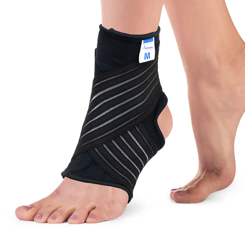 Actesso Ankle Support Sleeve with Strap - The Ultimate Support for Weak Ankles, Sprains and Sports Injury. Ideal for Men & Women & Left or Right (M (Pack of 1), Black) M (Pack of 1) - NewNest Australia