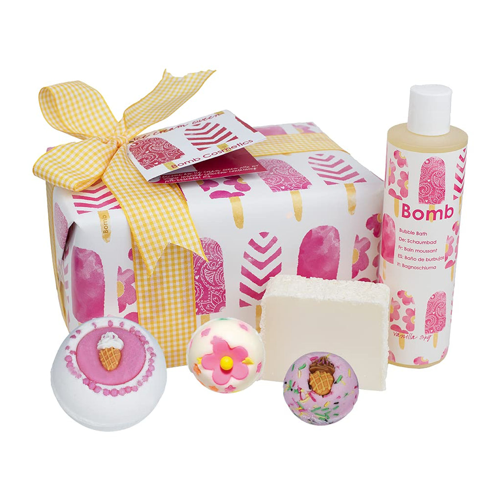 Bomb Cosmetics Ice Cream Queen Handmade Wrapped Bath & Body Gift Pack, Contains 5-Pieces, 620g - NewNest Australia