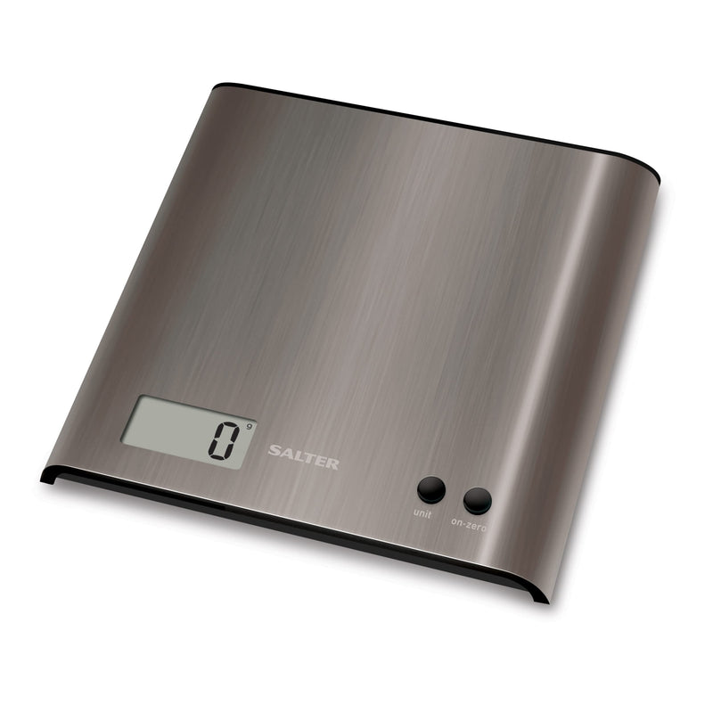 Salter 1087 SSDR Arc Digital Kitchen Scale, 3 Kg Maximum Capacity, Curved Design, Home Kitchen Cooking Scale, LCD Display, Easy to Clean, Add , Weigh, Compact, Stainless Steel Silver - NewNest Australia