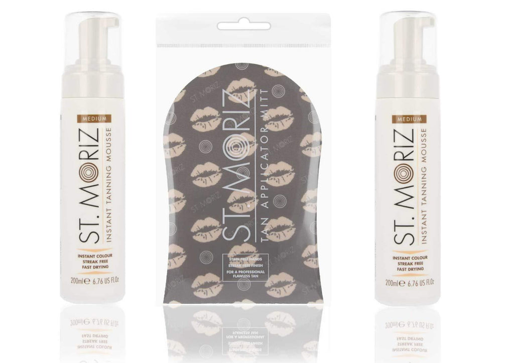 St Moriz Instant Self Tanning Mousse in Medium Tone with Mitt - 2 x 200 ml - NewNest Australia