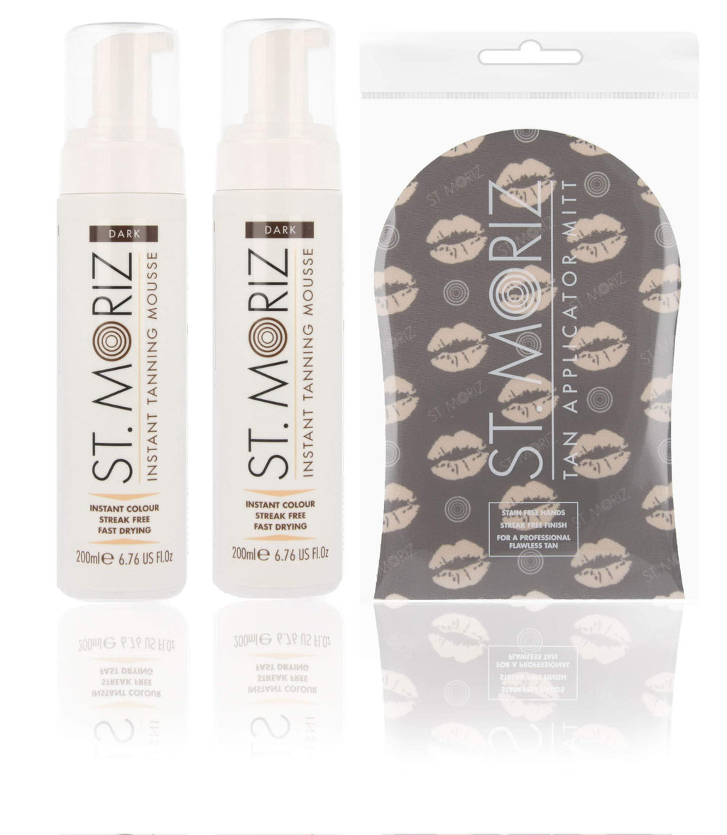 St Moriz Instant Self Tanning Mousse in Dark Tone with Mitt - 2 x 200 ml - NewNest Australia