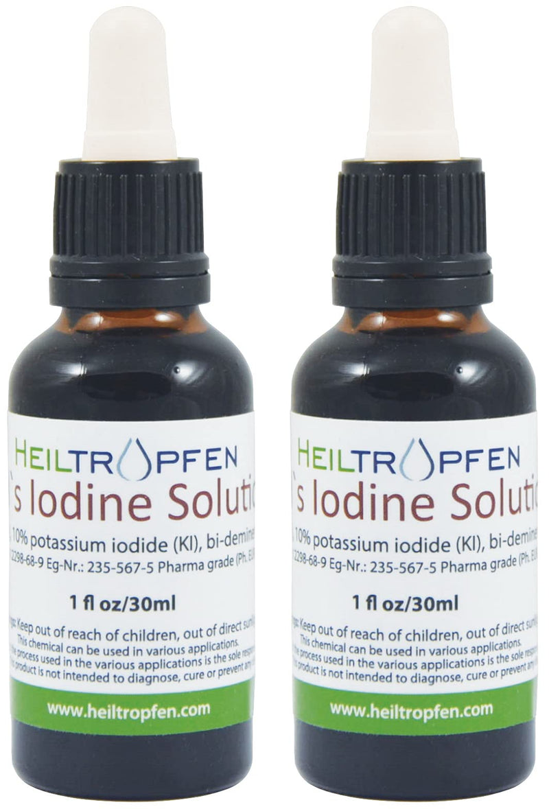 5% Lugol's Iodine Solution, Twin Pack (Two bot.), 2X 1Oz, Pharmaceutical Grade. 15% Liquid Formulation. Made with 5 Percent Iodine and 10% Potassium Iodide. Heiltropfen® - NewNest Australia