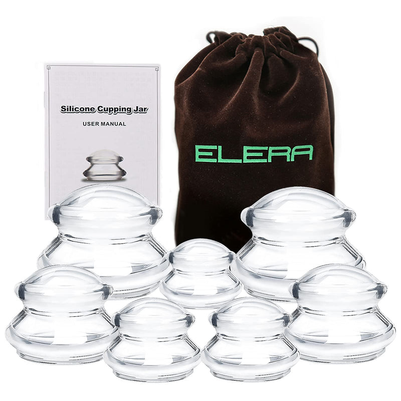 Silicone Massage Cupping Therapy Sets, ELERA Professional Chinese Massage Cups Tools for Joint Pain Relief, Massage Body (7 Cups) 7 Cups(S Size*3, M Size*2, L Size*2) - NewNest Australia
