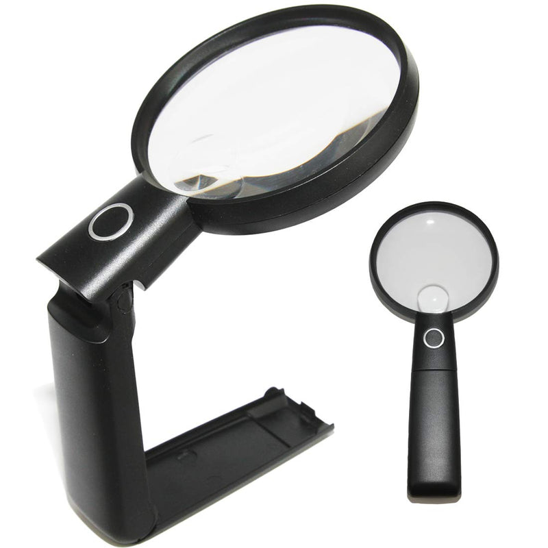 EasY Magnifier Large Magnifying Glass 2X Hands Free with LED Light and Stand Alone; Spot Lens 4X; Lighted Standing Desktop Loupe for Reading Close up Work, Gift for Visually Impaired - NewNest Australia