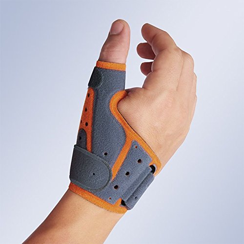 Orliman Medically Approved Breathable Thumb Immobilising Splint - Fits Left & Right Hand - GREY/ORANGE (Supplied to NHS for Arthritis, Tendonitis & Sports Injuries) Small - Medium (Wrist Circ:14-18cm) - NewNest Australia