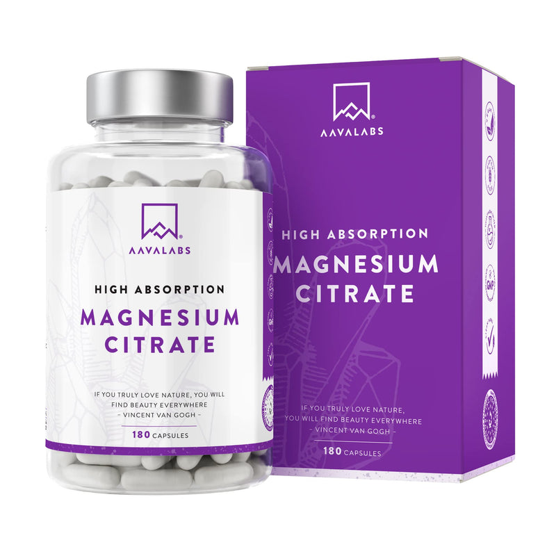 High Absorption Magnesium Citrate Supplements - [ 357 mg ] - Vegan Magnesium Capsules - High Dose of Elemental Magnesium – 180 Magnesium Citrate Capsules - Pure and GMO Free - 2 Month Supply - NewNest Australia