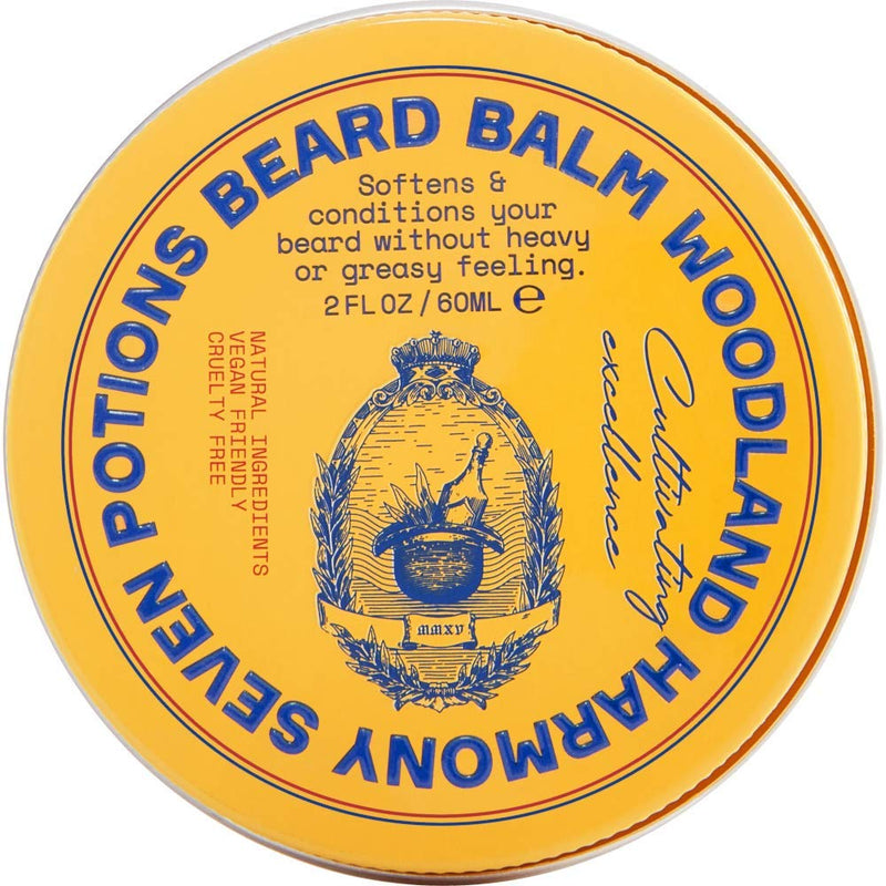 Seven Potions Beard Balm for Men — Conditioning Beard Softener to Nourish Skin, Facial Hair, and Stop Beard Itch — All-Natural, Vegan, Cruelty Free — Woodland Harmony (60ml) Coconut - NewNest Australia