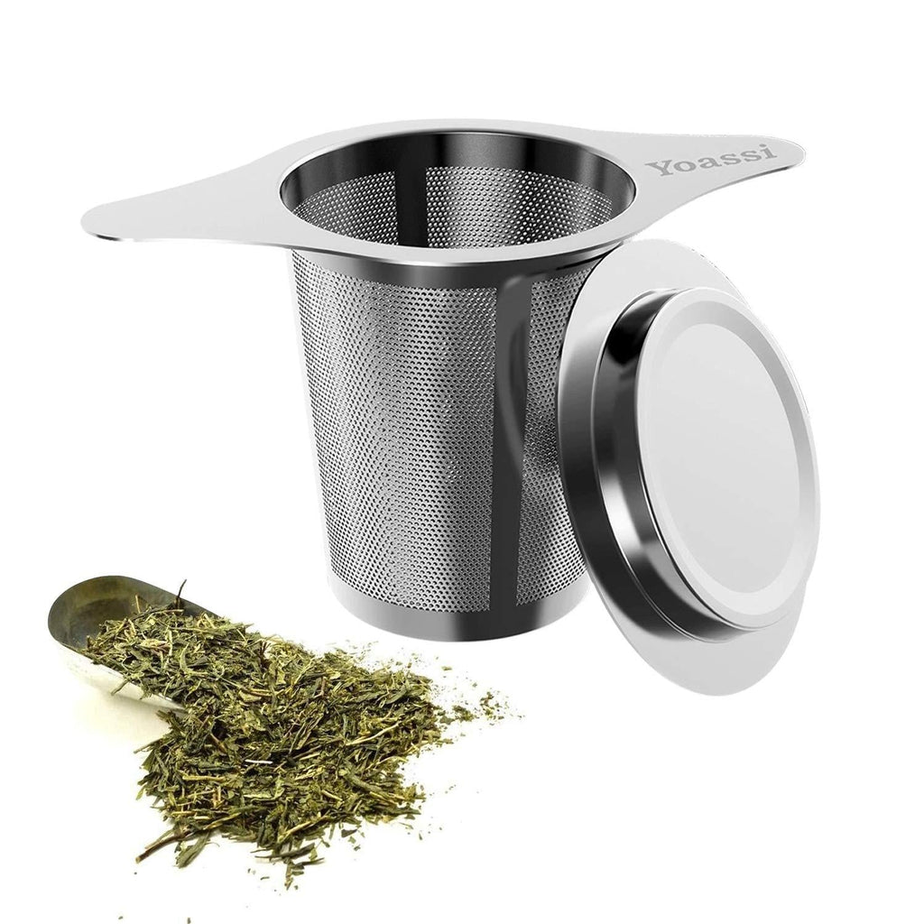 Yoassi Tea Infuser, 304 Stainless Steel Tea Filter Strainer with Lid and Double Handles Perfect for Hanging on Teapots, Mugs, Cups to steep Loose Leaf Tea and Coffee - NewNest Australia