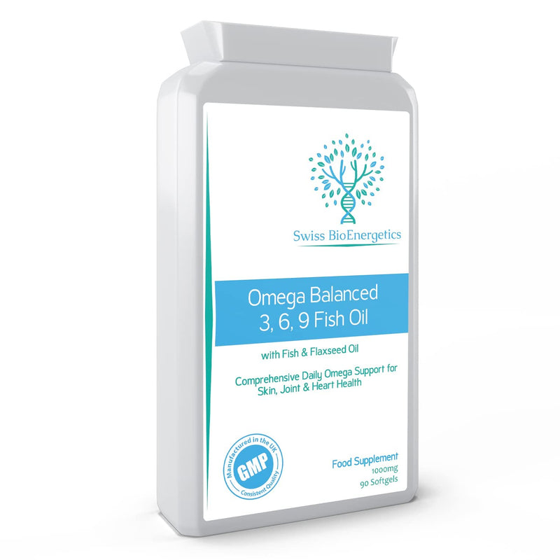 Omega Balanced 3, 6 & 9 Fish Oil 1000mg, 90 Capsules - High Strength EPA & DHA Formula derived from Fish & Flaxseed Oil with Added Vitamin E in Easy to Swallow Soft Gel Capsules - NewNest Australia