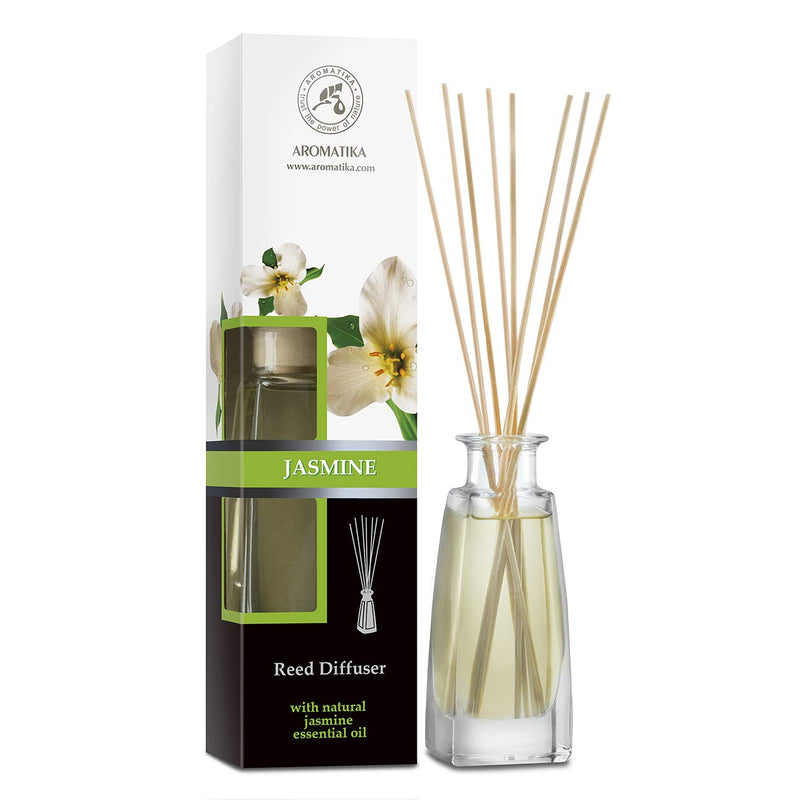 Jasmine Reed diffuser w/ Natural Essential Jasmine Oil 100ml - Fresh & Long Lasting Fragrance - Scented Reed Diffuser - 0% Alcohol - Gift Set w/ 8 bamboo sticks - Best for Aromatherapy - SPA - Home - NewNest Australia