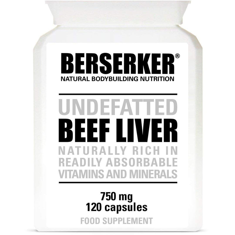 Berserker Desiccated Beef Liver 750mg 120 Capsules Un-defatted Meaning Full Absorption of Naturally Occurring Vitamins and Minerals Found in Beef Liver. Made in The UK. 120 Count (Pack of 1) - NewNest Australia