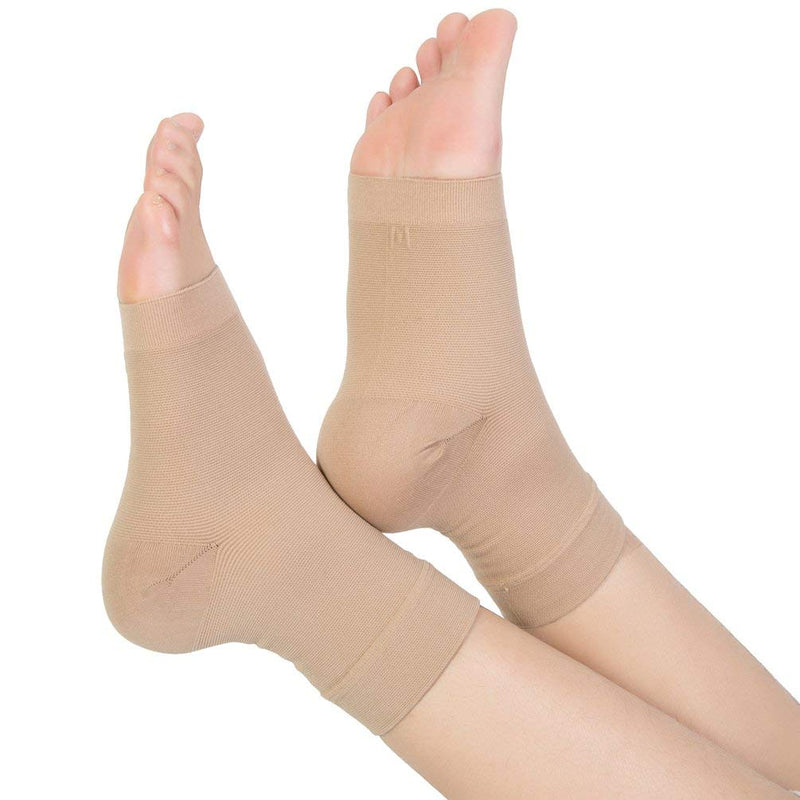 TOFLY® Plantar Fasciitis Socks for Women Men, Truly 20-30mmHg Compression Socks for Arch & Ankle Support, Foot Care Compression Sleeves for Injury Recovery, Eases Swelling, Pain Relief, 1 Pair XL Beige - NewNest Australia